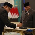 Said Iqbal usai dilantik Presiden Prabowo Subianto sebagai Penasihat Khusus Presiden Bidang Ketenagakerjaan dan Kesejahteraan Buruh di Istana Negara, Jakarta, Senin (8/6/2026). (CNBC Indonesia/Muhammad Sabki)