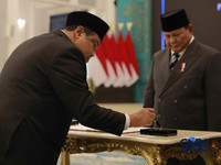 Said Iqbal usai dilantik Presiden Prabowo Subianto sebagai Penasihat Khusus Presiden Bidang Ketenagakerjaan dan Kesejahteraan Buruh di Istana Negara, Jakarta, Senin (8/6/2026). (CNBC Indonesia/Muhammad Sabki)