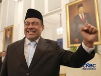 Said Iqbal usai dilantik Presiden Prabowo Subianto sebagai Penasihat Khusus Presiden Bidang Ketenagakerjaan dan Kesejahteraan Buruh di Istana Negara, Jakarta, Senin (8/6/2026). (CNBC Indonesia/Muhammad Sabki)