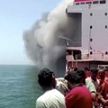 Pasukan Amerika Serikat melumpuhkan sebuah kapal tanker minyak tanpa muatan di Teluk Oman pada Senin (8/6/2026) setelah kapal tersebut mencoba berlayar menuju pelabuhan di Iran. (Tangkapan Layar Video Reuters/)