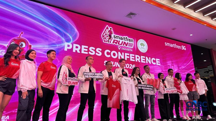 Press Conference SMARTFREN Run 2026 dan kampanye “Jagoan Sinyal Se-Indonesia” di XLSMART Tower, Jakarta, Selasa (9/6/2026). (CNBC Indonesia/Elga Nurmutia)