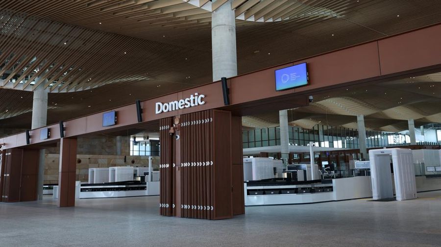 Aula keberangkatan domestik di Bandara Internasional Western Sydney, setelah Qantas Airways dan Jetstar mengumumkan akan meluncurkan layanan penumpang komersial setelah pembukaannya pada 25 Oktober, di Luddenham, Western Sydney, Australia, 10 Juni 2026.