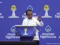 Menteri ESDM, Bahlil Lahadalia saat menyampaikan pemaparan dalam Pembukaan Munas HIPMI XVIII, Bandar Lampung, (10/6/2026). (Tangakapan Layar Youtube/Sekretariat Presiden)