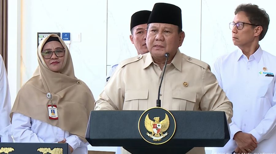 Foto: Presiden Prabowo Subianto dalam acara peresmian RSUD KH. Muhammad Thohir Krui, Pesisir Barat, Lampung, 10 Juni 2026. (YouTube/Sekretariat Presiden)