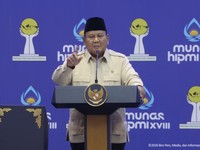 Foto: Presiden Prabowo Subianto dalam pembukaan Munas XVIII HIPMI di Bandar Lampung, Rabu (10/6/2026). (Tangkapan Layar YouTube Sekretariat Presiden)