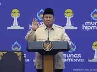 Presiden Prabowo Subianto saat menyampaikan pemaparan dalam Pembukaan Munas HIPMI XVIII, Bandar Lampung, (10/6/2026). (Tangkapan Layar Youtube/Sekretariat Presiden)