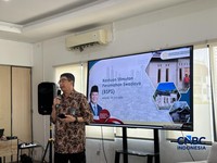 Direktur Jenderal Kawasan Permukiman Kementerian PKP, Fitrah Nur saat Media Briefing Program BSPS Tahun 2026 di Jakarta, Kamis (11/6/2026). (CNBC Indonesia/Elga Nurmutia)