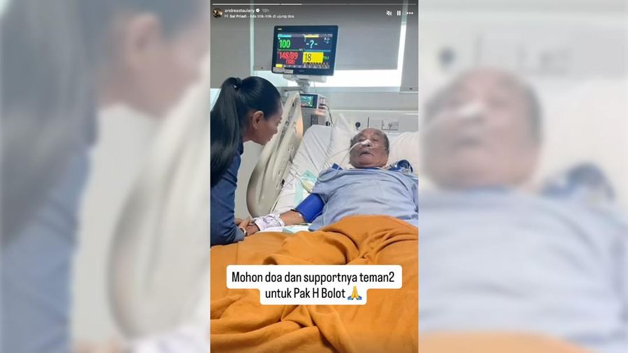 Komedian senior Haji Bolot yang memiliki nama asli Muhammad Sulaeman Harsono dikabarkan tengah menjalani perawatan di rumah sakit. Kabar tersebut disampaikan melalui unggahan Instagram Stories Andre Taulany pada Rabu (10/6/2026). (Instagram/andreasta