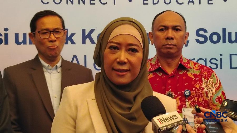 Menteri Komunikasi dan Digital (Komdigi) Meutya Hafid, ditemui usai acara Bravo 500 Summit, di Jakarta, Kamis (11/6/2026). (CNBC Indonesia/Novina)
