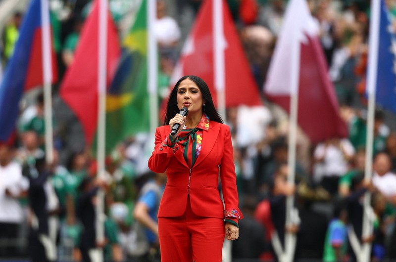 Pemandangan umum terlihat selama upacara pembukaan sebelum pertandingan Grup A FIFA World Cup 2026 antara Mexico national football team dan South Africa national football team di Estadio Azteca, Kamis (11/6/2026). (REUTERS/Eloisa Sanchez)