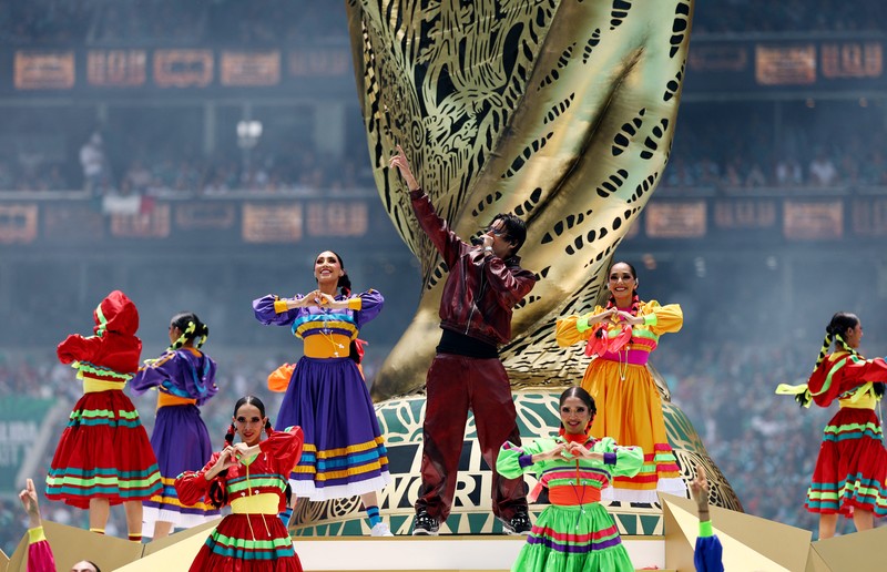 Pemandangan umum terlihat selama upacara pembukaan sebelum pertandingan Grup A FIFA World Cup 2026 antara Mexico national football team dan South Africa national football team di Estadio Azteca, Kamis (11/6/2026). (REUTERS/Eloisa Sanchez)