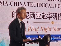 Duta Besar China untuk Indonesia Wang Lutong dalam acara Alumni Gathering: Indonesia-China Technical Cooperation Program "Silk Road Night Market Reunion” di Gedung Krida Bhakti Kementerian Sekretariat Negara, Jakarta Pusat, Kamis (11/6/2026). (CNBC