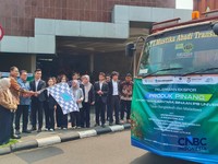 Menteri Perdagangan (Mendag) Budi Santoso saat melepas ekspor produk pinang di Kampus IPB, Bogor, Jumat (12/6/2026). (CNBC Indonesia/Martyasri Rizky)