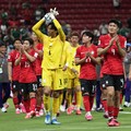 Para pemain South Korea national football team bertepuk tangan kepada para penggemar usai pertandingan melawan Czech Republic national football team pada laga Grup A FIFA World Cup 2026 di Estadio Guadalajara, Kamis (11/6/2026). (REUTERS/Amanda Perob