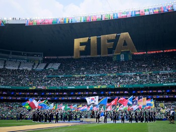 Pemandangan umum di dalam stadion menjelang pertandingan Grup A FIFA World Cup 2026 antara Mexico national football team dan South Africa national football team di Estadio Azteca, Kamis (11/6/2026). (REUTERS/Eloisa Sanchez)