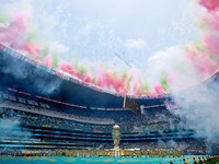 Pemandangan umum terlihat selama upacara pembukaan sebelum pertandingan Grup A FIFA World Cup 2026 antara Mexico national football team dan South Africa national football team di Estadio Azteca, Kamis (11/6/2026). (REUTERS/Eloisa Sanchez)