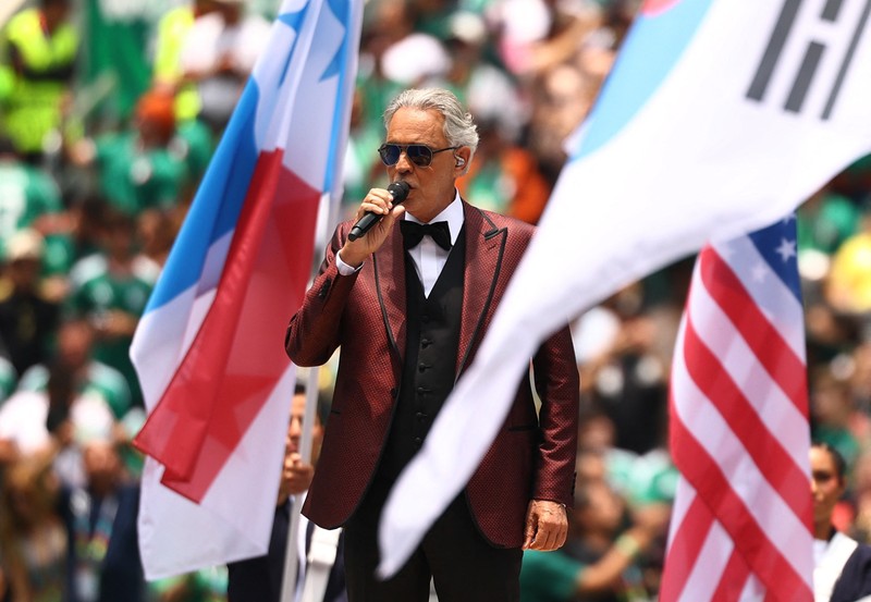 Pemandangan umum terlihat selama upacara pembukaan sebelum pertandingan Grup A FIFA World Cup 2026 antara Mexico national football team dan South Africa national football team di Estadio Azteca, Kamis (11/6/2026). (REUTERS/Eloisa Sanchez)