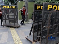 Suasana jelang demo mahasiswa di kawasan Bundaran HI, Jakarta, Jumat (12/6/2026). (CNBC Indonesia/Muhammad Sabki)