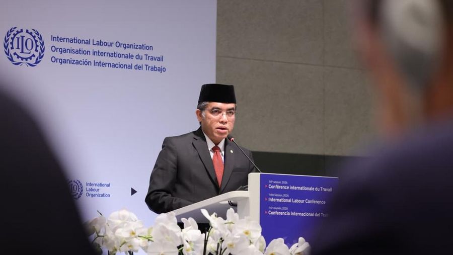 Menteri Ketenagakerjaan (Menaker) Yassierli dalam Sidang Pleno Penutupan Konferensi Perburuhan Internasional atau International Labour Conference (ILC) di Jenewa, Jumat (12/6/2026). (Dok. Biro Humas Kemnaker)