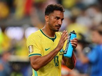 Danilo dari Brazil national football team menunjukkan reaksi usai pertandingan melawan Morocco national football team pada laga Grup C FIFA World Cup 2026 di MetLife Stadium, Sabtu (13/6/2026). (IMAGN IMAGES via Reuters/Caean Couto)