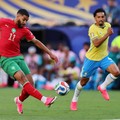 Ismael Saibari mencetak gol pertama untuk Morocco national football team saat menghadapi Brazil national football team pada laga Grup C FIFA World Cup 2026 di MetLife Stadium, Sabtu (13/6/2026).
 (IMAGN IMAGES via Reuters/Caean Couto)
