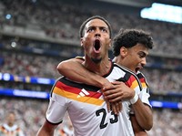 Felix Nmecha merayakan gol pertama Jerman dalam laga Grup E Piala Dunia FIFA 2026 antara Jerman dan Curaçao di Houston Stadium, Houston, Texas, Amerika Serikat, Minggu (14/6/2026). (IMAGN IMAGES via Reuters/Maria Lysaker)asas