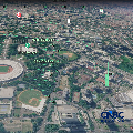 Tampilan Google Flight Simulator di atas GBK Jakarta