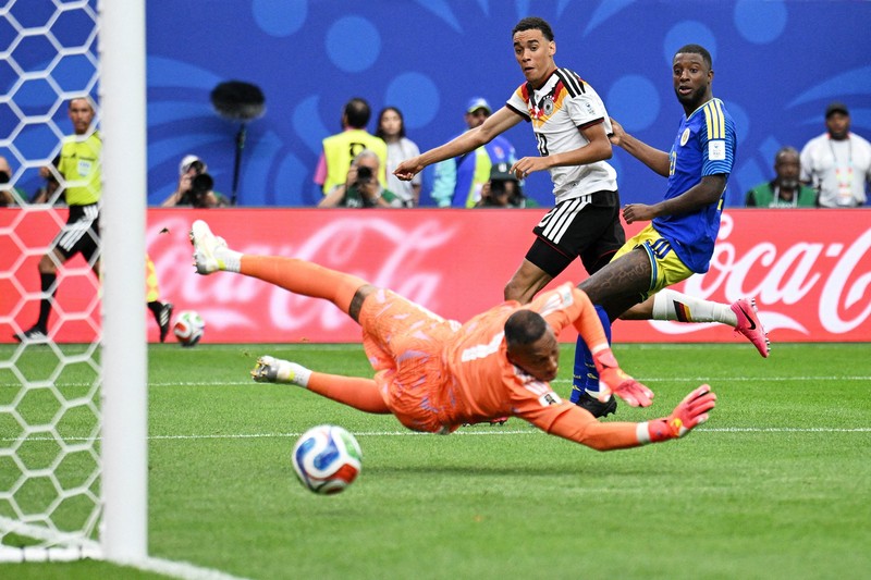 Para pemain Jerman merayakan kemenangan setelah pertandingan Grup E Piala Dunia FIFA 2026 antara Jerman dan Cura&ccedil;ao di Houston Stadium, Houston, Texas, Amerika Serikat, Minggu (14/6/2026). (IMAGN IMAGES via Reuters/Maria Lysaker)