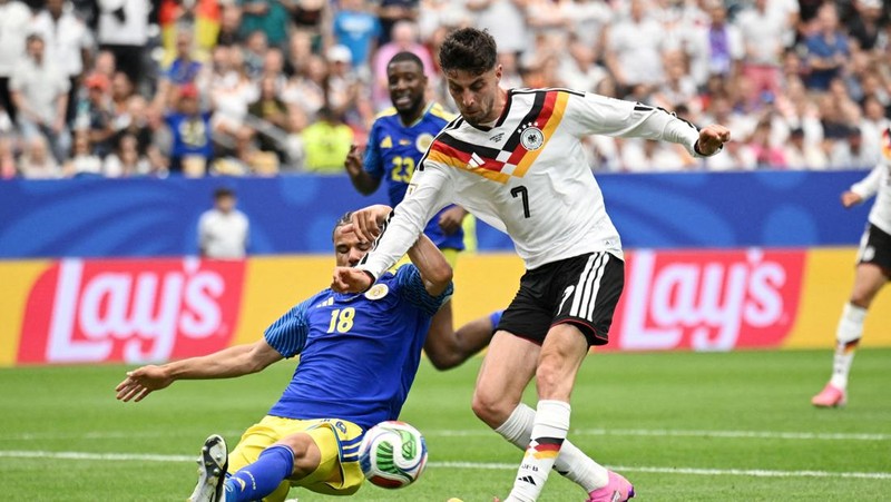Kai Havertz mencetak gol ketujuh Jerman dalam laga Grup E Piala Dunia FIFA 2026 antara Jerman dan Curaçao di Houston Stadium, Houston, Texas, Amerika Serikat, Minggu (14/6/2026).