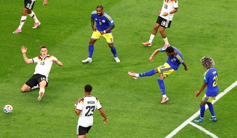 Para pemain Jerman merayakan kemenangan setelah pertandingan Grup E Piala Dunia FIFA 2026 antara Jerman dan Cura&ccedil;ao di Houston Stadium, Houston, Texas, Amerika Serikat, Minggu (14/6/2026). (IMAGN IMAGES via Reuters/Maria Lysaker)