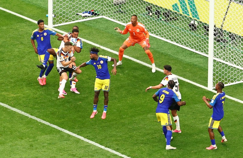 Para pemain Jerman merayakan kemenangan setelah pertandingan Grup E Piala Dunia FIFA 2026 antara Jerman dan Cura&ccedil;ao di Houston Stadium, Houston, Texas, Amerika Serikat, Minggu (14/6/2026). (IMAGN IMAGES via Reuters/Maria Lysaker)