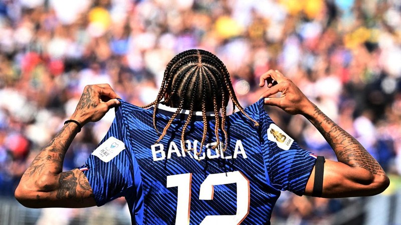 Bradley Barcola mencetak gol kedua Prancis dalam pertandingan Grup I Piala Dunia FIFA 2026 antara Prancis dan Senegal di New York/New Jersey Stadium, East Rutherford, New Jersey, Amerika Serikat, Selasa (16/6/2026).