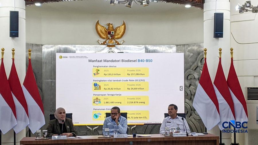 Juru Bicara Kementerian ESDM Dwi Anggia saat ditemui di Kantor Badan Komunikasi Pemerintah, Jakarta, Rabu (17/6/2026). (CNBC Indonesia/Emir Yanwardhana)