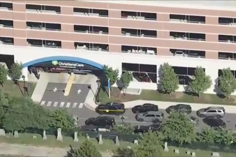 Kepolisian Wilmington, Delaware, Amerika Serikat, mengonfirmasi bahwa dua orang menjadi korban penembakan dalam insiden yang terjadi di Rumah Sakit Wilmington pada Senin (16/6/2026). (Tangkapan Layar Video Reuters/ABC AFFILIATE WPVI)