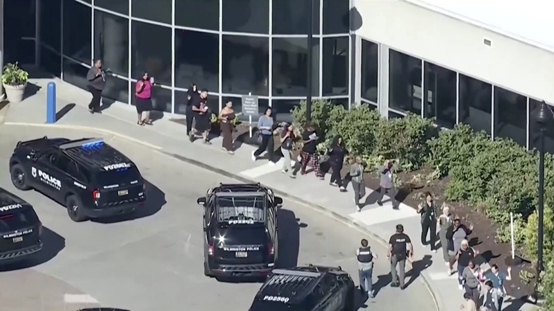 Kepolisian Wilmington, Delaware, Amerika Serikat, mengonfirmasi bahwa dua orang menjadi korban penembakan dalam insiden yang terjadi di Rumah Sakit Wilmington pada Senin (16/6/2026). (Tangkapan Layar Video Reuters/ABC AFFILIATE WPVI)