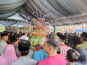 Warga Lumajang Arak Kucing-Gunungan Berisi Uang Tunai saat Sedekah Desa