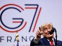 U.S. President Donald Trump holds a press conference during the G7 Summit in Evian-les-Bains, France, June 17, 2026. REUTERS/Evelyn Hockstein