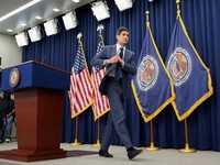 New U.S. Federal Reserve Chairman Kevin Warsh departs at the end of a press conference following a two-day meeting of the Federal Open Market Committee (FOMC), at the U.S. Federal Reserve in Washington, D.C., U.S. June 17, 2026. REUTERS/Eric Lee