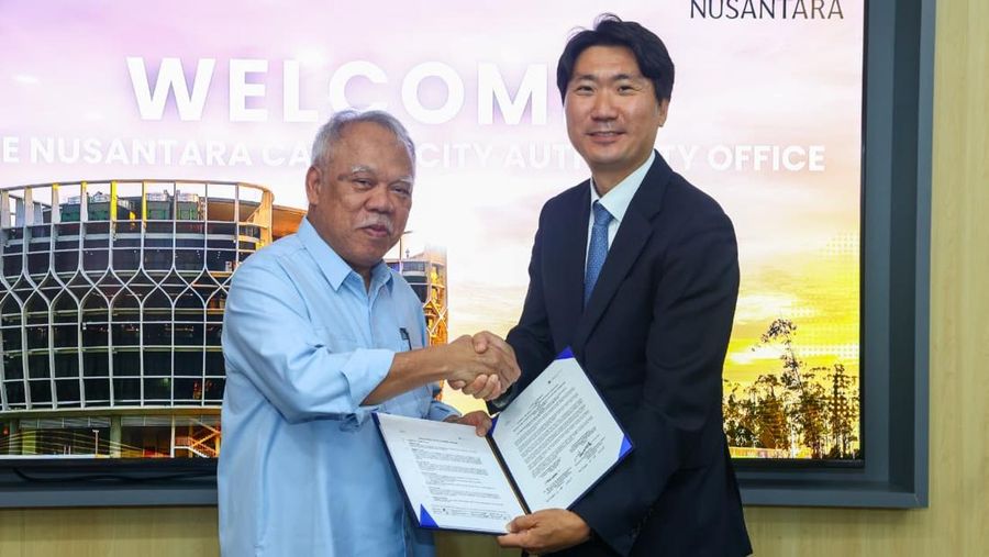 Otorita Ibu Kota Nusantara (IKN) bersama Pemerintah Korea Selatan melaksanakan groundbreaking Smart City Cooperation Center (SCCC) dengan total nilai hibah kerja sama sebesar 9,9 miliar KRW atau sekitar Rp115,94 miliar. (Humas Otorita Ibu Kota Nusant