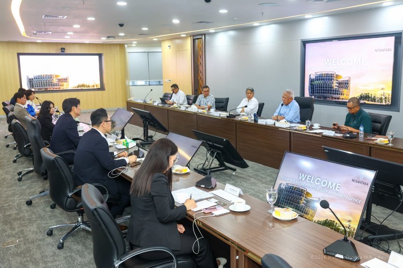 Otorita Ibu Kota Nusantara (IKN) bersama Pemerintah Korea Selatan melaksanakan groundbreaking Smart City Cooperation Center (SCCC) dengan total nilai hibah kerja sama sebesar 9,9 miliar KRW atau sekitar Rp115,94 miliar. (Humas Otorita Ibu Kota Nusantara)
