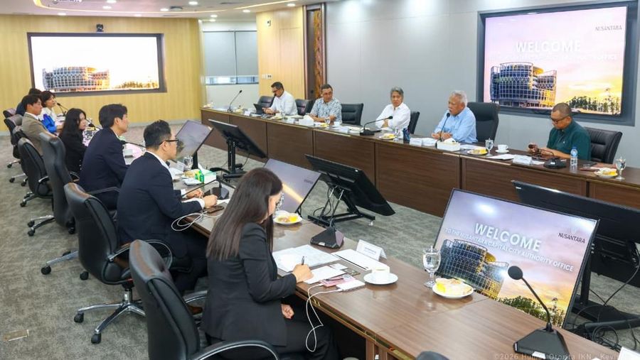 Otorita Ibu Kota Nusantara (IKN) bersama Pemerintah Korea Selatan melaksanakan groundbreaking Smart City Cooperation Center (SCCC) dengan total nilai hibah kerja sama sebesar 9,9 miliar KRW atau sekitar Rp115,94 miliar. (Humas Otorita Ibu Kota Nusant