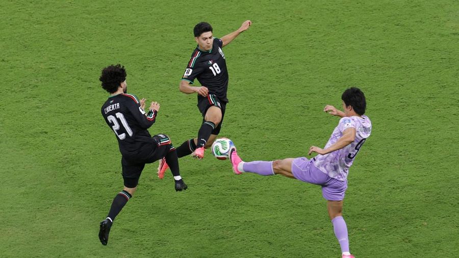 Meksiko lolos ke 32 besar Piala Dunia 2026 usai menaklukkan Korea Selatan 1-0 di Stadion Akron, Kamis (18/6) atau Jumat (19/6/2026) WIB. (REUTERS/Amanda Perobelli)