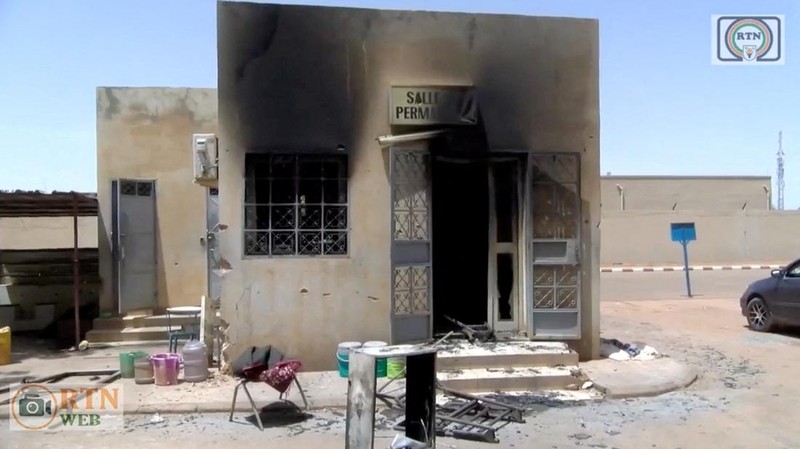 A damaged building, following an attack on Thursday at the airport and military airbase in Niger's capital, for which the West Africa's al Qaeda affiliate, Jama'at Nusrat al-Islam wal Muslimin (JNIM), claims responsibility, in Niamey, Niger, June 18,