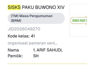 Nama SISKS PAKU BUWONO XIV Didaftarkan ke Ditjen Kekayaan Intelektual