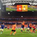 Belanda berhasil mengalahkan Swedia dengan skor telak 5-1 dalam laga Piala Dunia 2026 di Houston, Minggu (21/6/2026) dini hari WIB. (REUTERS/Phil Noble)
