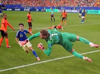Belanda berhasil mengalahkan Swedia dengan skor telak 5-1 dalam laga Piala Dunia 2026 di Houston, Minggu (21/6/2026) dini hari WIB. (REUTERS/Phil Noble)