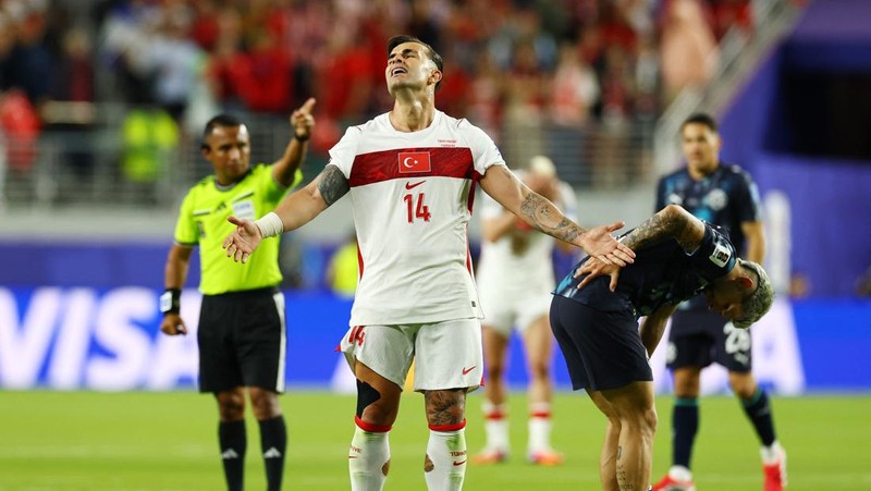 Turki kalah dari Paraguay 0-1 pada matchday kedua Grup D Piala Dunia 2026, Sabtu (20/6/2026) siang WIB. (REUTERS/Carlos Barria)