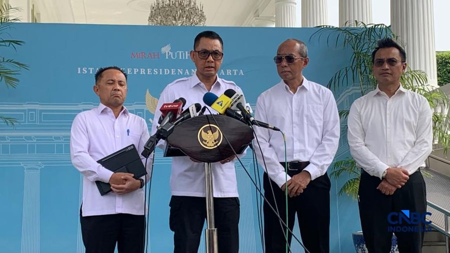 Direksi PT PLN (Persero) merapat ke Istana, Senin (22/6/2026). (CNBC Indonesia/Emir Yanwardhana)