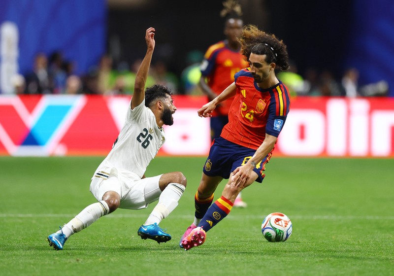 Spanyol berhasil mengalahkan Arab Saudi dengan skor telak 4-0 dalam laga kedua grup H Piala Dunia 2026 di Atlanta, Minggu (21/6/2026) waktu setempat. (REUTERS/Siphiwe Sibeko)