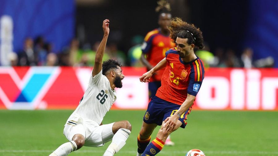 Spanyol berhasil mengalahkan Arab Saudi dengan skor telak 4-0 dalam laga kedua grup H Piala Dunia 2026 di Atlanta, Minggu (21/6/2026) waktu setempat. (REUTERS/Claudia Greco)